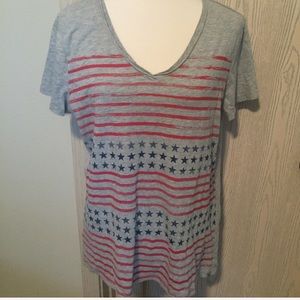 Eddie Bauer V-Necked Distressed US Flag Tee